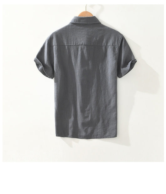 Camisa Ligera de Algodón, Lino y Ramio con Solapa - Manga Corta - Image 26