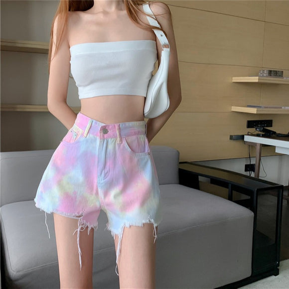 Shorts Denim Rotos Estilo Calle Mujer Tendencia Coreana