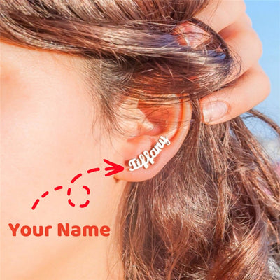 Aretes Personalizados con Nombre de Acero Inoxidable para Mujer