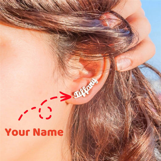 Aretes Personalizados con Nombre de Acero Inoxidable para Mujer