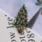 Broche Navideño de Árbol Dorado con Gotitas de Cristal