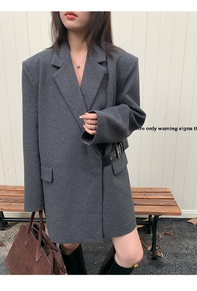 Blazer de Lana Estilo Americano con Hombreras Acolchadas para Mujer - Image 18