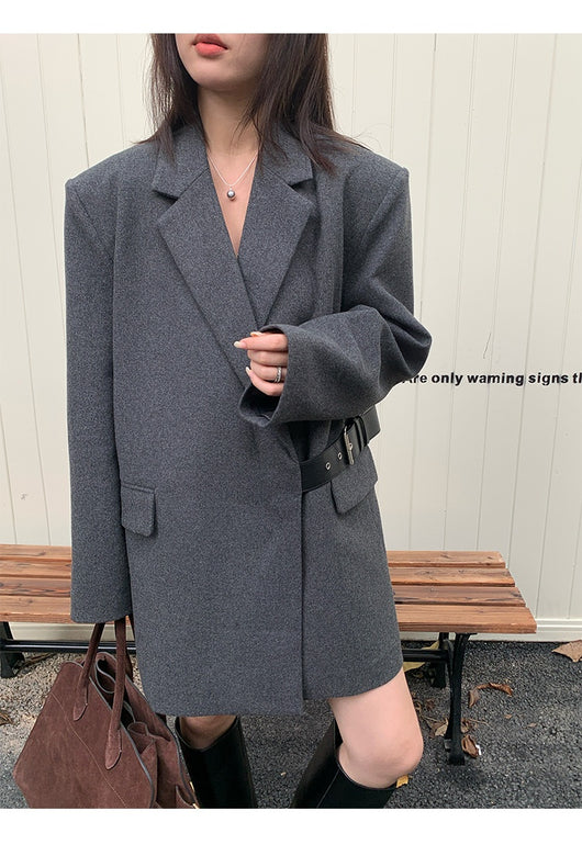 Blazer de Lana Estilo Americano con Hombreras Acolchadas para Mujer - Image 18