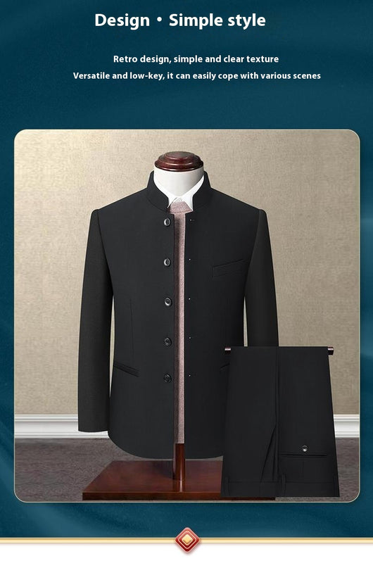 Traje Slim Fit Cuello Mao Juvenil Elegancia Moderna - Image 11