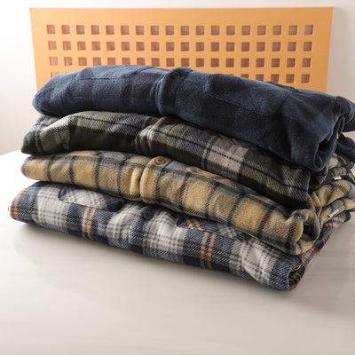 Abrigo Acolchado de Lana Escocesa con Forro Polar para Otoño e Invierno - Image 4
