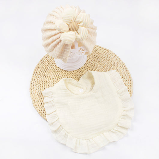 Conjunto de Gorro y Babero para Recién Nacido - Baberos de Muselina Orgánica con Volantes - Image 7