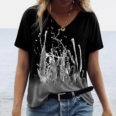 Blusa Cuello V con Estampado Abstracto para Mujer - Image 7