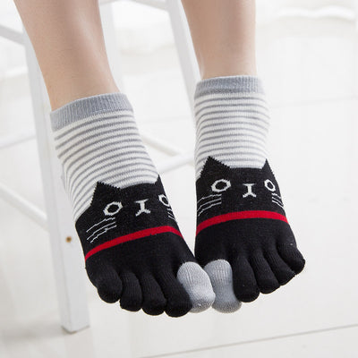 Calcetines de Algodón para Mujer con Diseño de Rayas y Gato - Otoño Invierno - Image 18
