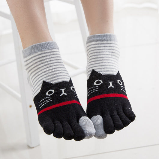 Calcetines de Algodón para Mujer con Diseño de Rayas y Gato - Otoño Invierno - Image 18