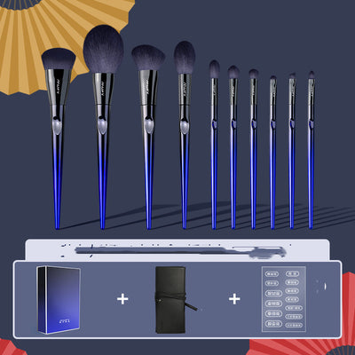 Set de 10 Brochas de Maquillaje Azul Premium - Image 4