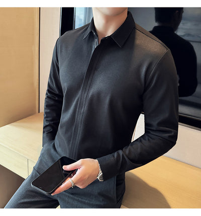 Camisa Manga Larga Ajustada con Diseño de Cierre y Rayas Elásticas - Image 19