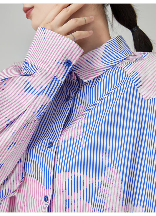 Blusa Suelta de Rayas Azules Estampada para Mujer - Image 16