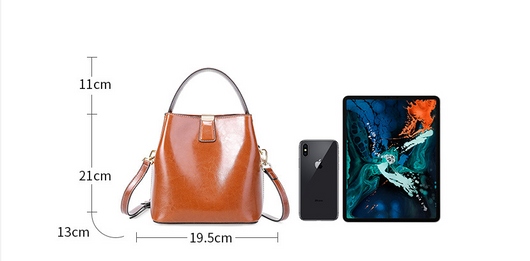 Bolsa de Cuero Encerado para Mujer - Bandolera Tipo Balde Portátil - Image 8