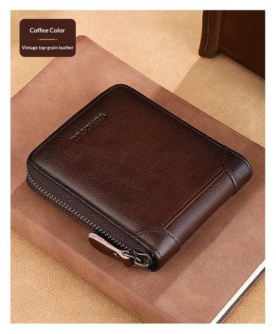 Cartera de Cuero Genuino para Hombre con Múltiples Compartimientos y Cierre de Cremallera - Image 21