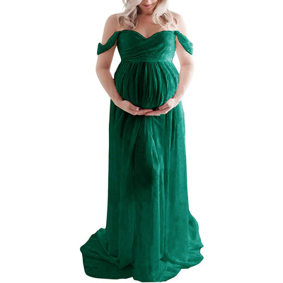 Vestido Embarazo Blanco Gasa Escote Corazón para Sesión Fotográfica - Image 8