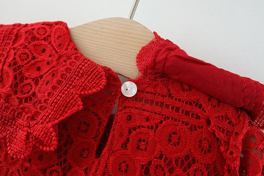 Vestido Infantil Manga Larga con Cuello de Encaje - Image 12