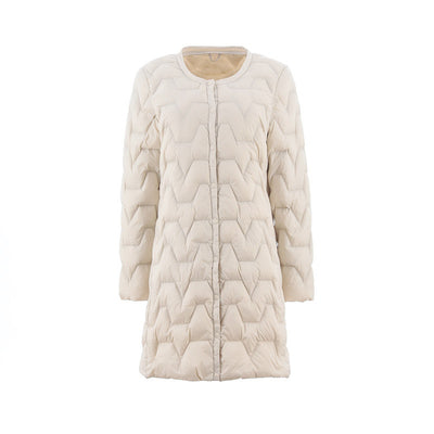 Chaqueta Acolchada Ultraligera Mujer - Abrigo Midi Ajustado sin Cuello - Image 10