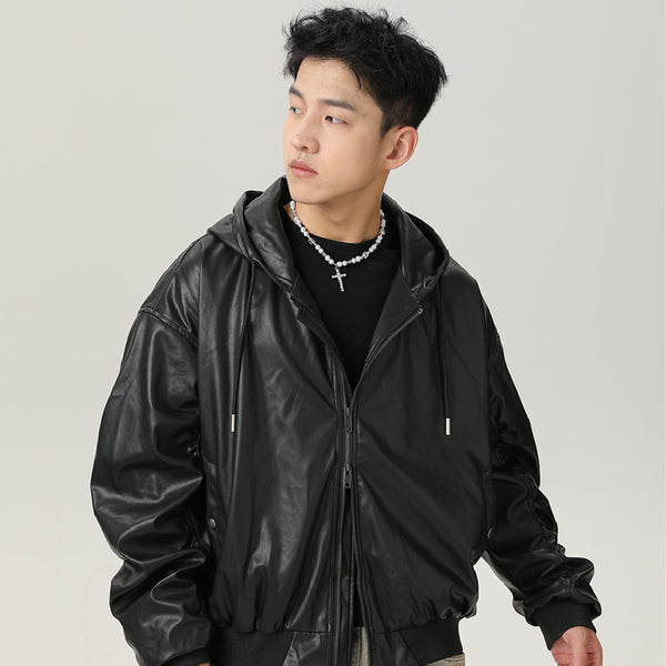 Chaqueta de Cuero PU Vintage para Motociclista