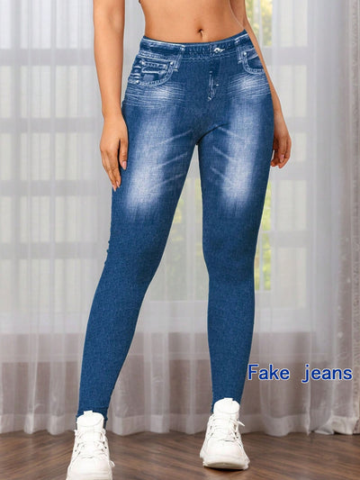 Leggings de Estilo Denim con Estampado Digital para Mujer - Image 19