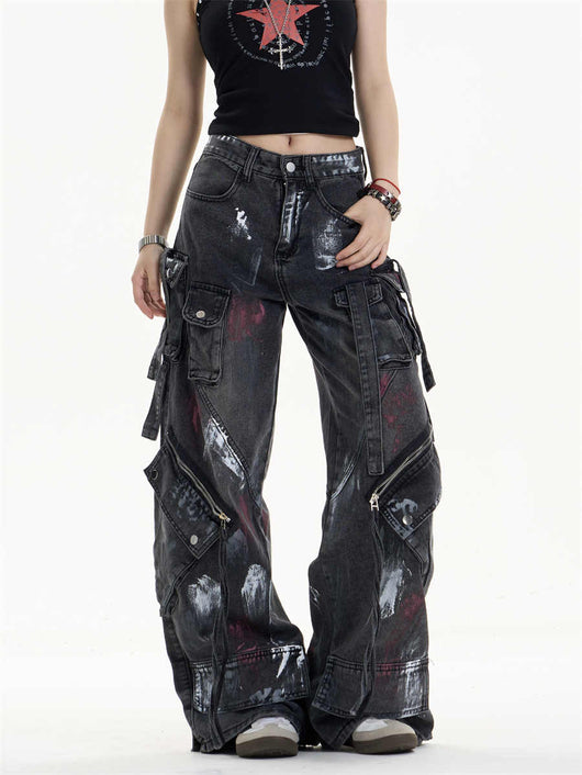 Pantalones Vaqueros de Trabajo Mujer Cintura Alta Bolsillos Múltiples - Image 6