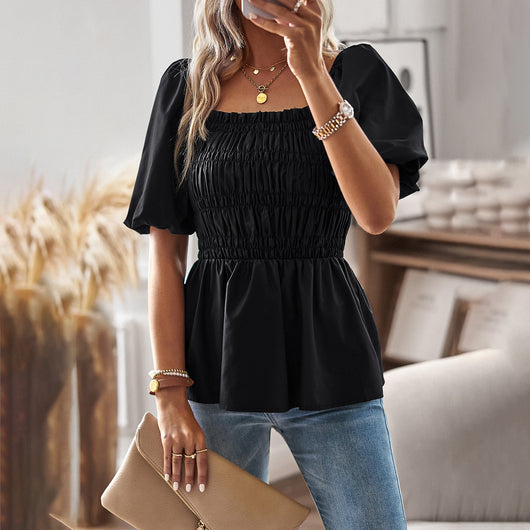 Blusa Cuello Cuadrado Efecto Reductor de Cintura