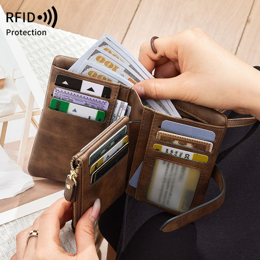 Cartera Mujer Cuero Suave RFID Protegida Compacta Colores Lisos - Image 2