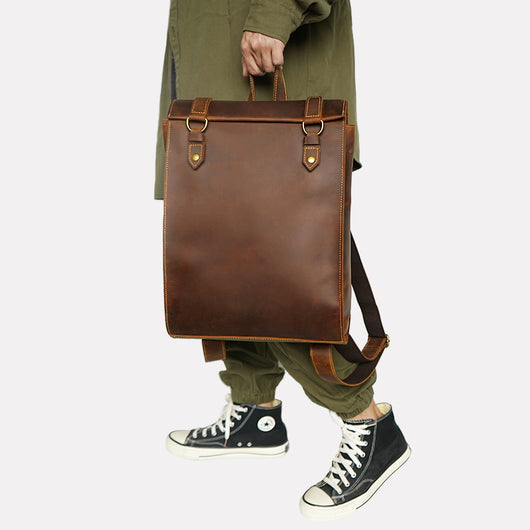 Mochila de Cuero Genuino Artesanal Vintage para Hombre - Image 7
