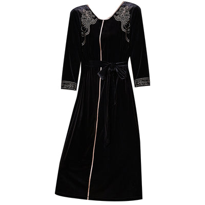 Vestido de Terciopelo Dorado para Otoño e Invierno - Image 8