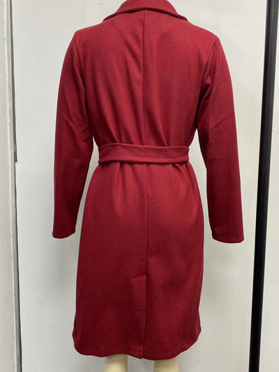 Abrigo de Lana para Mujer Cuello Polo Manga Larga Color Sólido Otoño Invierno - Image 19