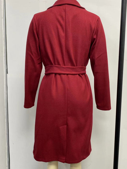 Abrigo de Lana para Mujer Cuello Polo Manga Larga Color Sólido Otoño Invierno - Image 19