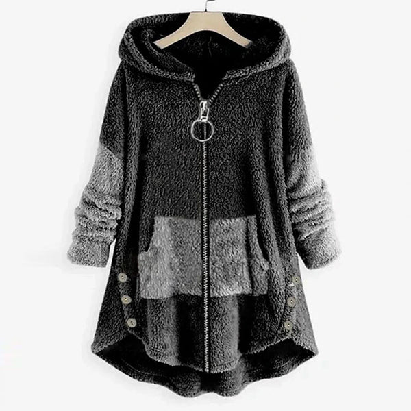 Chamarra Reversible Acolchada de Terciopelo con Capucha para Otoño e Invierno