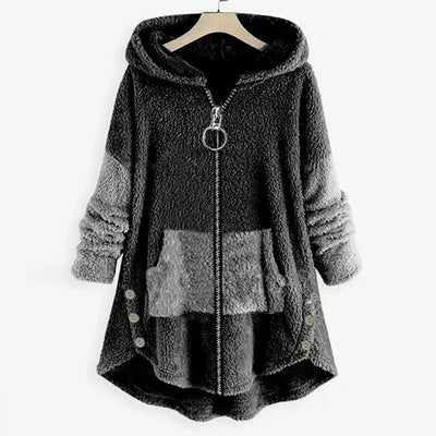 Chamarra Reversible Acolchada de Terciopelo con Capucha para Otoño e Invierno