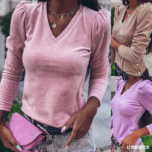 Playera Básica de Manga Larga para Mujer en Colores Sólidos