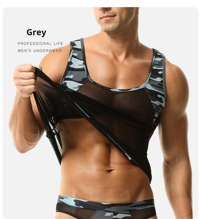 Playera de Yoga Deportiva para Hombre con Malla y Bloques de Color - Image 15