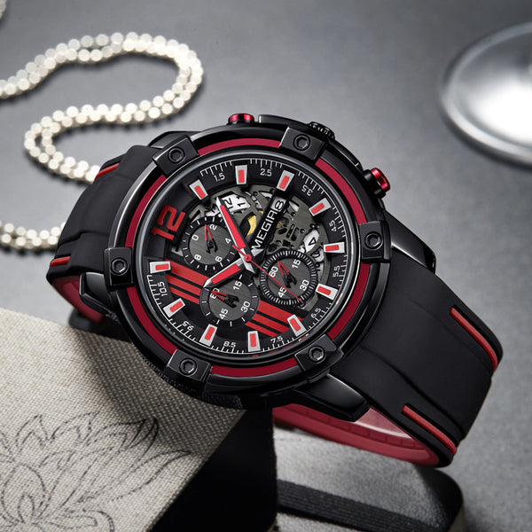 Reloj de Calavera para Hombre con Calendario y Carátula Grande