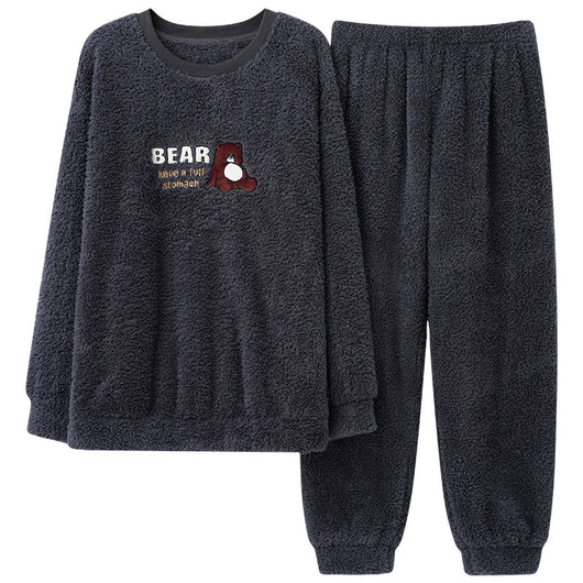 Pijama Térmico de Terciopelo Coral para Hombre - Cuello Redondo Franela Invierno - Image 9