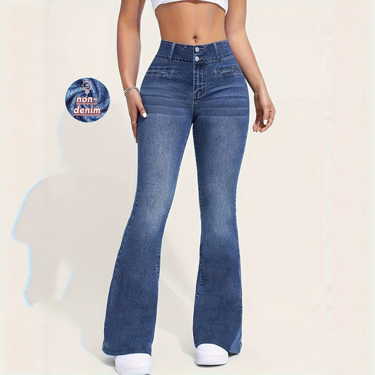 Pantalón Retro Azul Acampanado Tiro Bajo Efecto Denim