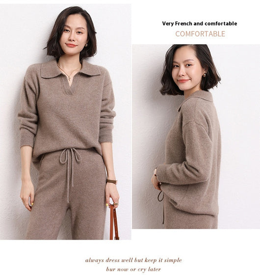 Suéter Polo Cashmere Suelto de Manga Corta para Mujer - Image 13