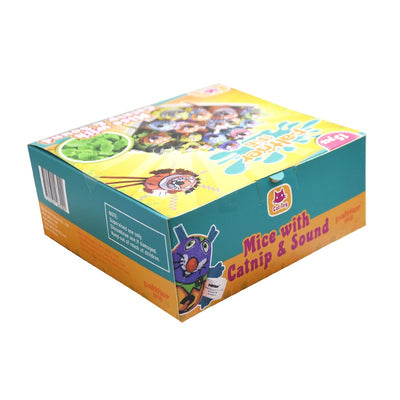 Fifteen colorful plush mouse cat toys with unique patterns and designs, some with bells, displayed in a white tray. - Image 4