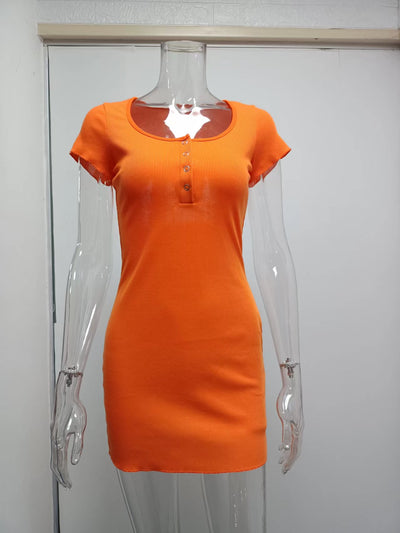 Vestido Corto con Botones de Corte Cadera - Estilo Europeo y Americano - Image 48
