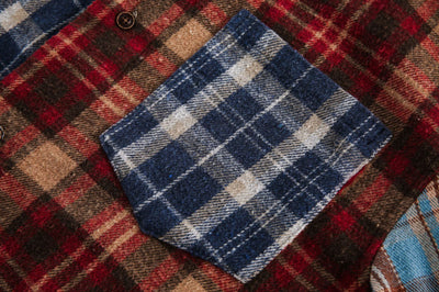 Camisa de Manga Larga Estilo Retro Americano con Diseño de Cuadros y Costuras - Image 11