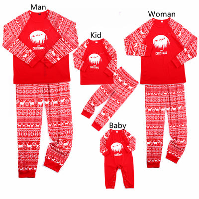 Family matching Christmas pajamas: black long-sleeve tops with white deer prints and red buffalo plaid pants. - Image 18