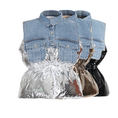 Chaleco Denim Casual para Mujer con Costuras Decorativas - Image 6