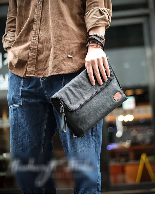 Bolsa de Cuero para Hombre Bandolera Un Hombro Piel Vacuna Suave - Image 20