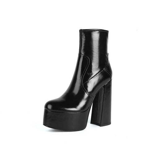 Botas Cortas Mujer Tacón Grueso Plataforma Impermeable Altura Extra - Image 9