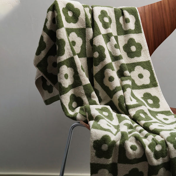 Toalla de Algodón Estilo Retro con Diseño de Escamas de Pez