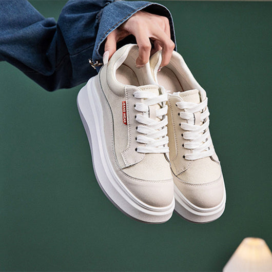 Zapatos de Cuero para Mujer con Suela Gruesa - Estilo Board Shoes - Image 6
