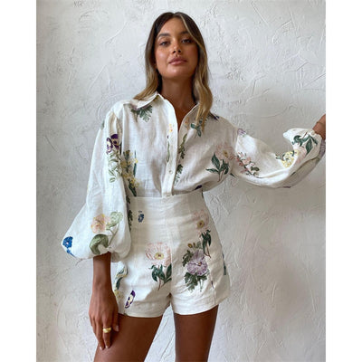 Conjunto Ejecutivo: Blusa Manga Larga y Shorts Cintura Alta - Image 7