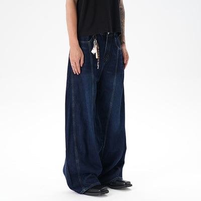 Jeans Pantalón Ancho Azul Oscuro Desgastado Machete - Image 13