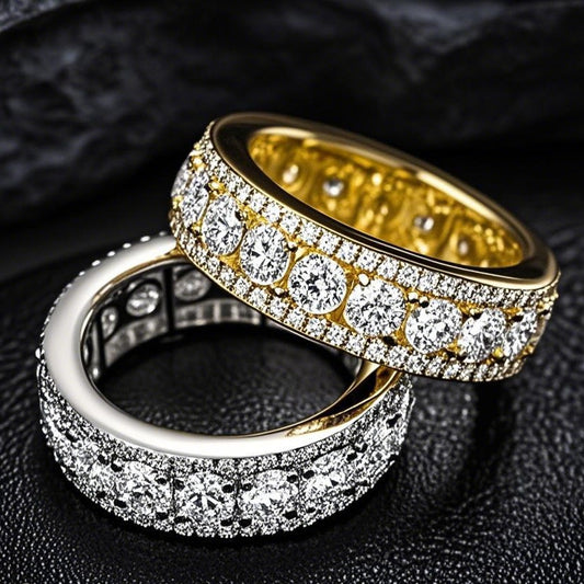 Anillo Hip-hop Giratorio de Tres Filas con Micro Pavé Estilo Europeo